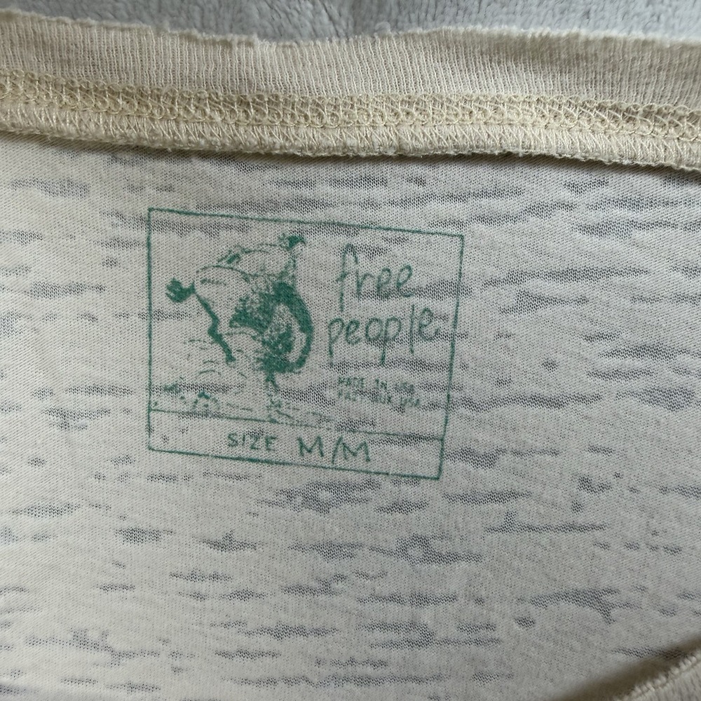 Vintage Free People Burn Out Long Sleeve Tattoo, Crown Birds, Medium Cream Color - Picture 9 of 11